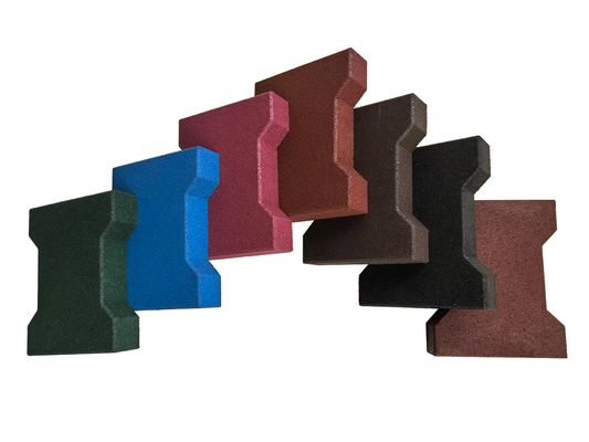 Dog Shape H Shape 200*160*120mm Interlocking Rubber Pavers 20-50mm Anti Slip For Playground